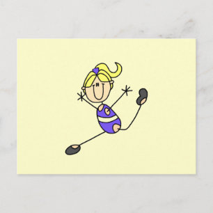 Blondes Turn-T-Shirt-Mädchen Postkarte