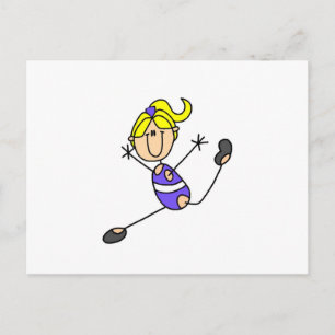 Blondes Turn-T-Shirt-Mädchen Postkarte