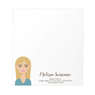Blondhaarige Frau Personalisierter Name Makeup-Art Notizblock