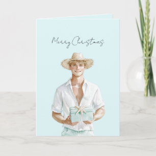 Blondhaariger Mann Weihnachten Karte