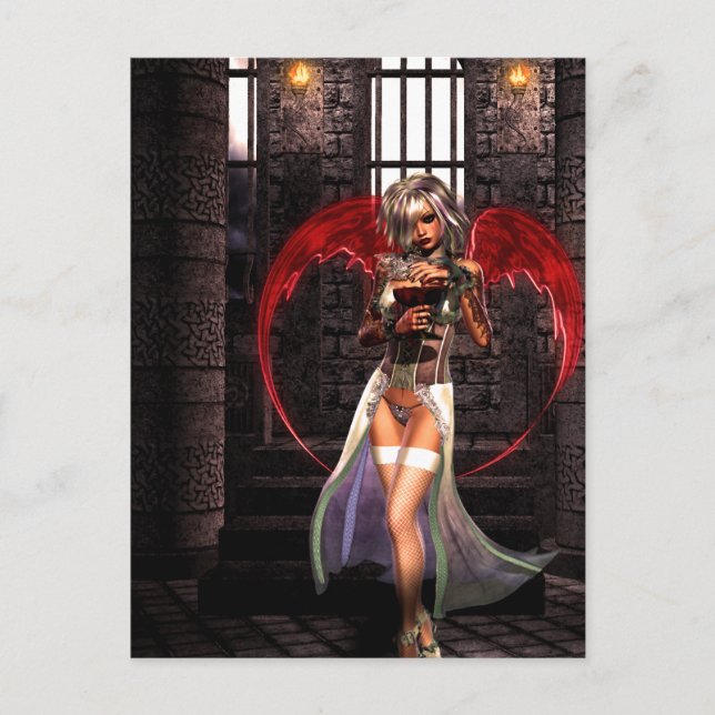 Blood Angel Vampire Goth Postkarte (Vorderseite)