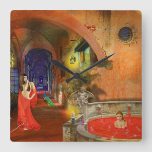 Blood Bath Quadratische Wanduhr