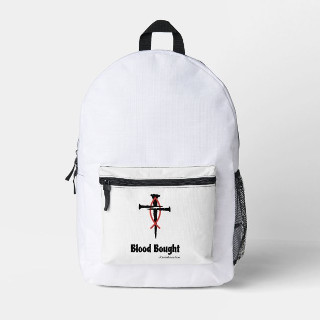 Blood Bought Book Bag Bedruckter Rucksack (Vorderseite)