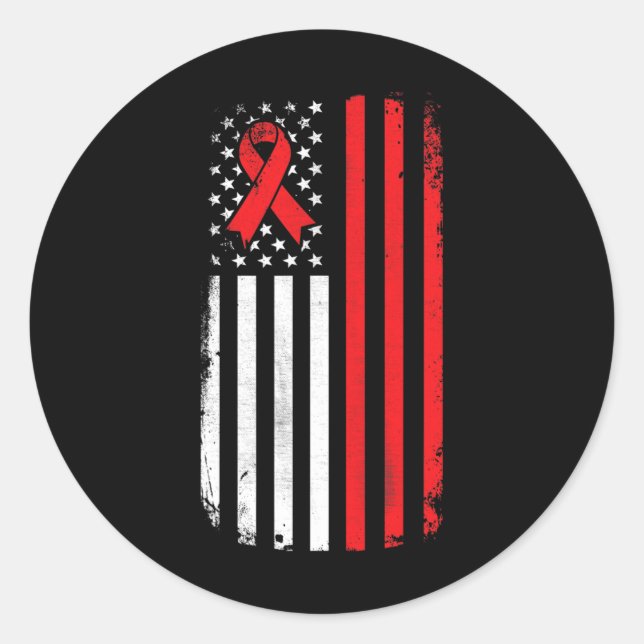 Blood Cancer Awareness American Flag Runder Aufkleber (Vorderseite)