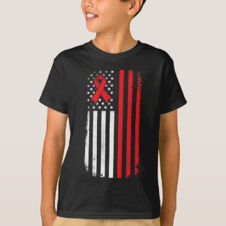 Blood Cancer Awareness American Flag T-Shirt