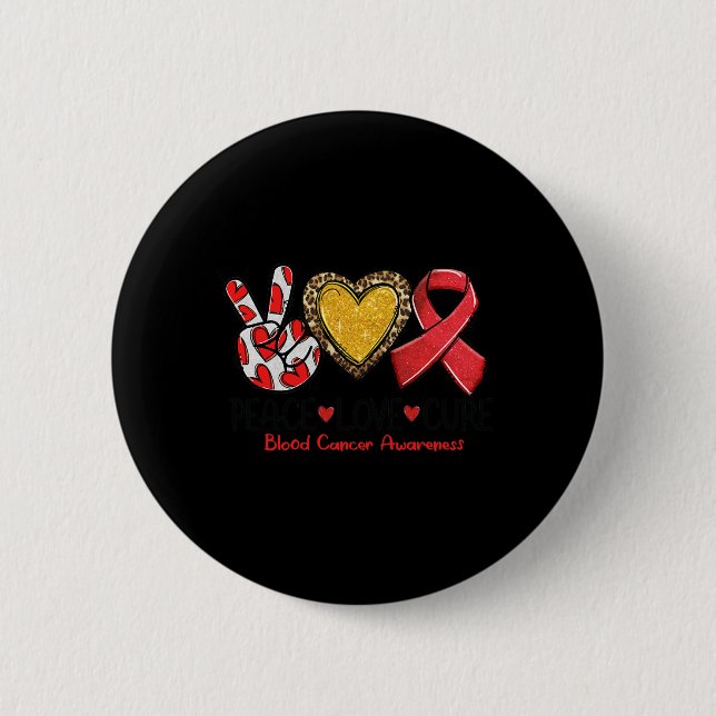 Blood Cancer Awareness Peace Love Cure Rebbon Button (Vorderseite)