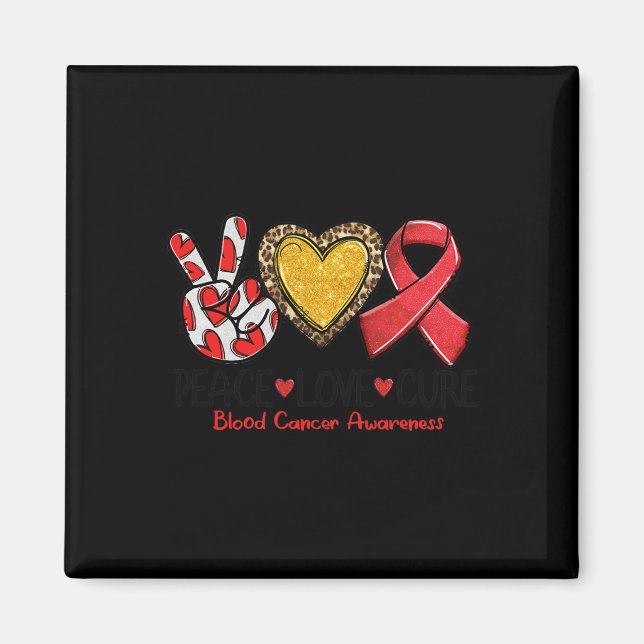 Blood Cancer Awareness Peace Love Cure Rebbon Magnet (Vorne)
