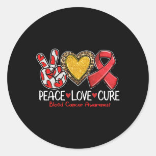 Blood Cancer Awareness Peace Love Cure Rebbon Runder Aufkleber