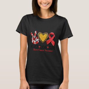 Blood Cancer Awareness Peace Love Cure Rebbon T-Shirt