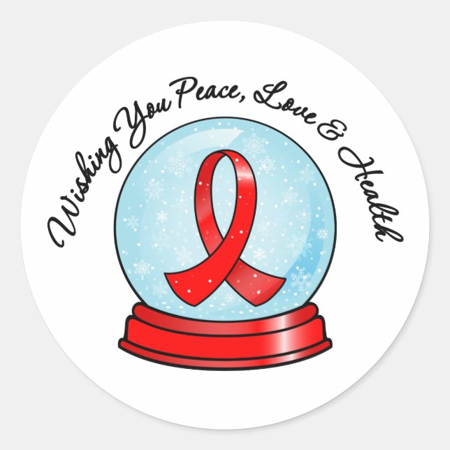 Blood Cancer Ribbon Merry Christmas Snowglobe Runder Aufkleber (Vorderseite)