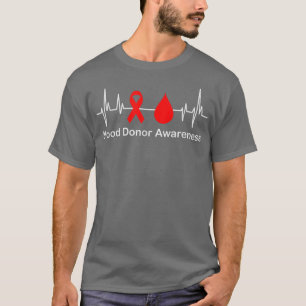 Blood Donor Awareness Heartbeat, Red Ribbon, Donat T-Shirt