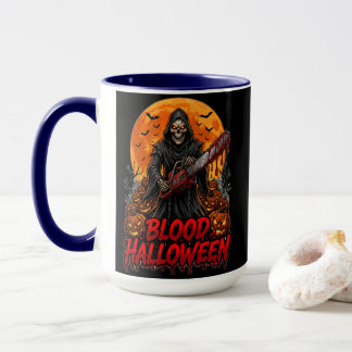 Blood Halloween Grim Reaper Chainsaw Pumpkin Hoodi Tasse