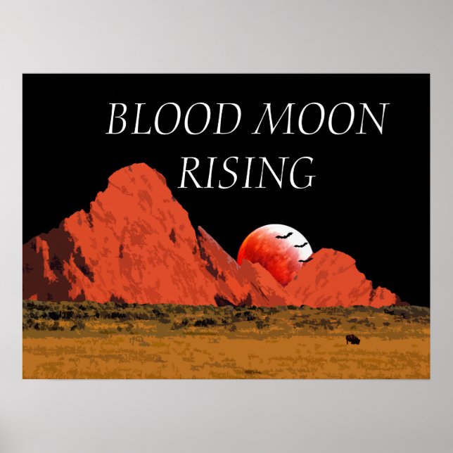 Blood Moon Rising Digital Art Poster (Vorne)