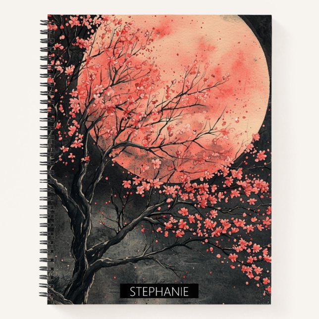 Blood Moon Sakura-Tuschewaschung (2) Notizbuch (Vorderseite)