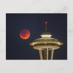 Blood Moon   Seattle Space Needle Postkarte