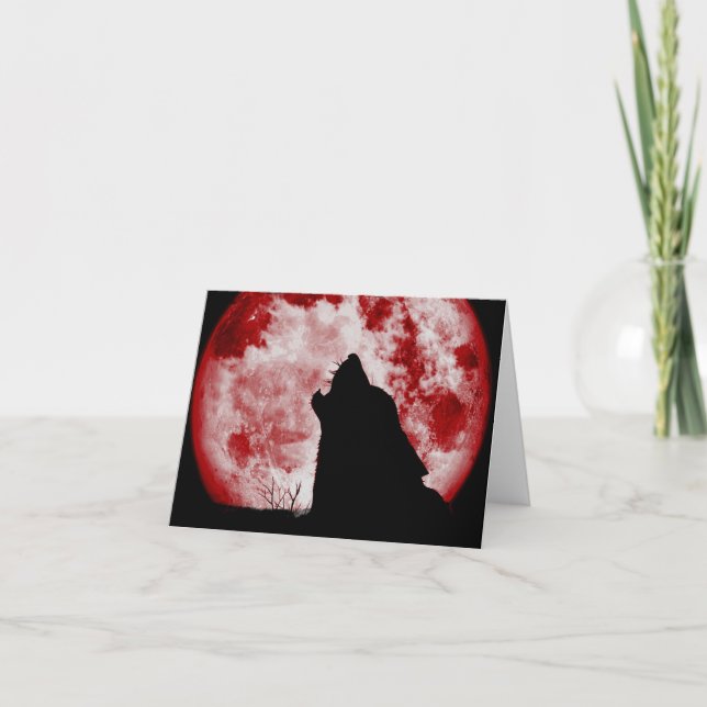 Blood Moon Wolf Note Card Karte (Vorderseite)