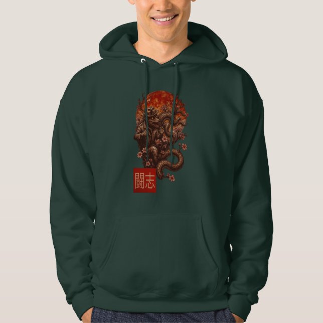 Blood Moon Yokai - Dunkle japanische Kunst Hoodie (Vorderseite)