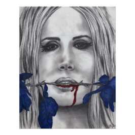 Blood Rose Vampire Woman Goth Horror Fantasy Art Fotodruck