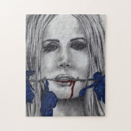 Blood Rose Vampire Woman Goth Horror Fantasy Art Puzzle