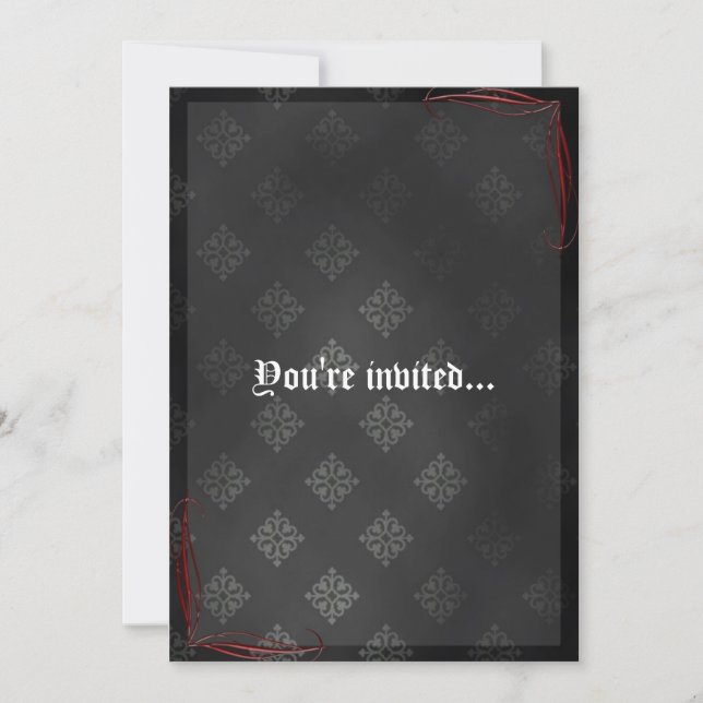 Blood Scroll Vampire Goth Wedding Einladung (Vorderseite)