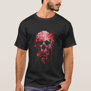 Blood Skull Horror Gothic Blood Spritzer Punk Art T-Shirt