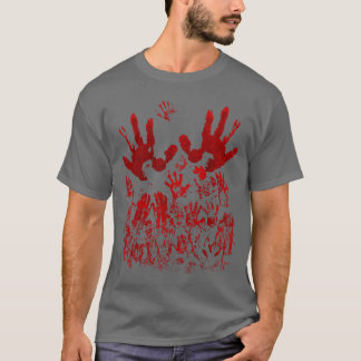 Blood Splatter Bloody Handprint Horror Zombie frie T-Shirt