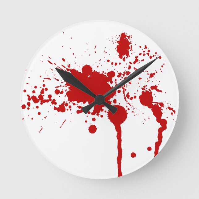 Blood Splatter Gunshot Wound Bleeding Bloody Runde Wanduhr (Vorderseite)