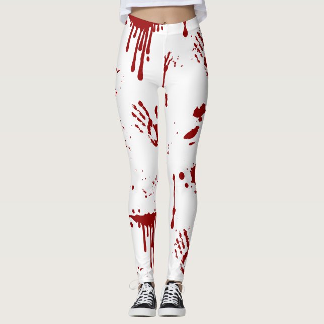 Blood Spritzer Bloody Handprints Halloween Leggings (Vorderseite)