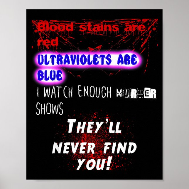 Blood Stains Are Red Ultraviolets Blue Theyll Neve Poster (Vorne)