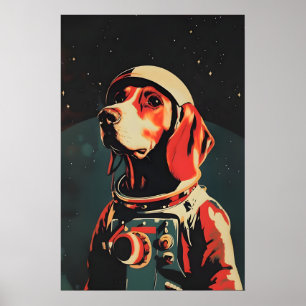 Bloodhound Astronaut Poster, Bloodhound Retro Poster