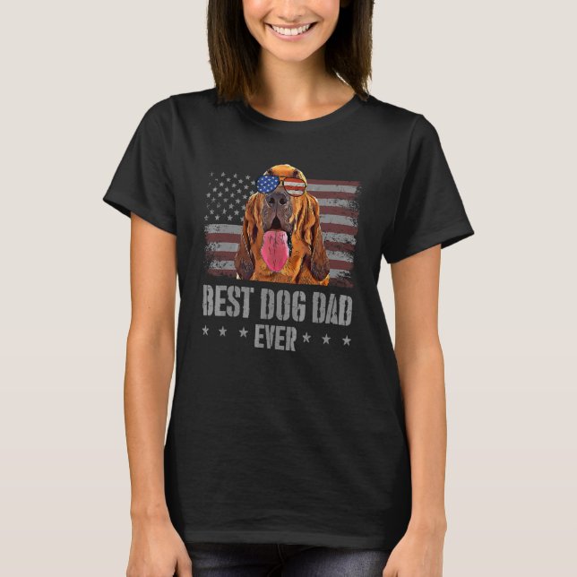 Bloodhound Best Dog Vater je US-amerikanische Flag T-Shirt (Vorderseite)
