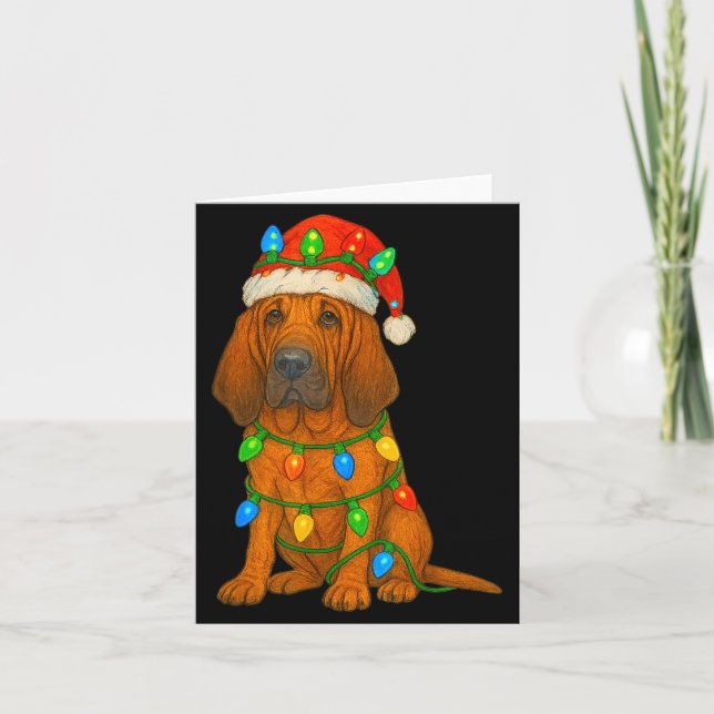 Bloodhound Christmas Lights Dog Lover Xmas Pajama  Karte (Vorderseite)