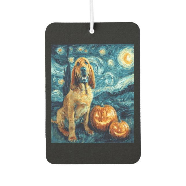 Bloodhound Cute Dog Halloween Jack O Lantern Pumpk Autolufterfrischer (Vorderseite)