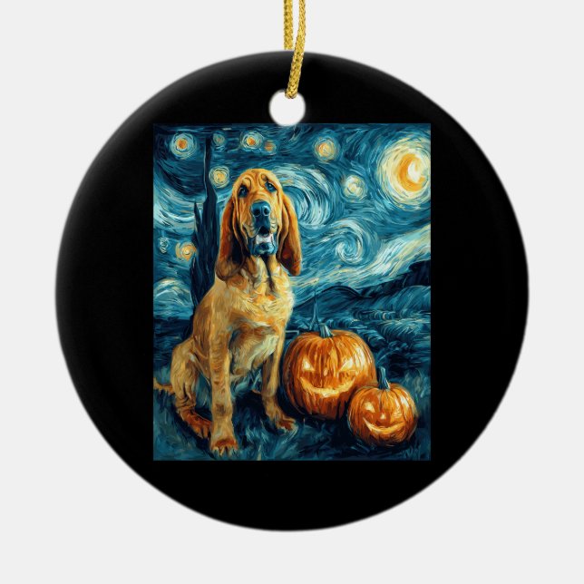 Bloodhound Cute Dog Halloween Jack O Lantern Pumpk Keramik Ornament (Vorne)