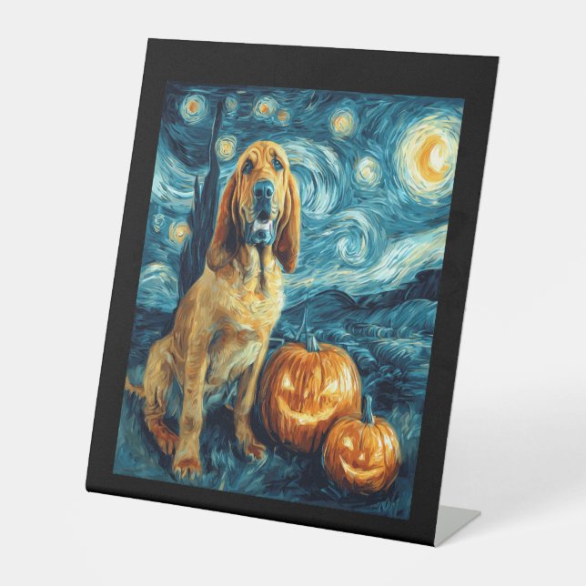 Bloodhound Cute Dog Halloween Jack O Lantern Pumpk Sockelschild (Vorderseite)