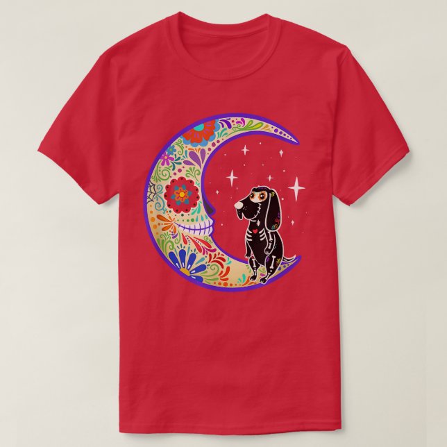 Bloodhound Dia de Los Muertos Skeleton  T-Shirt (Design vorne)