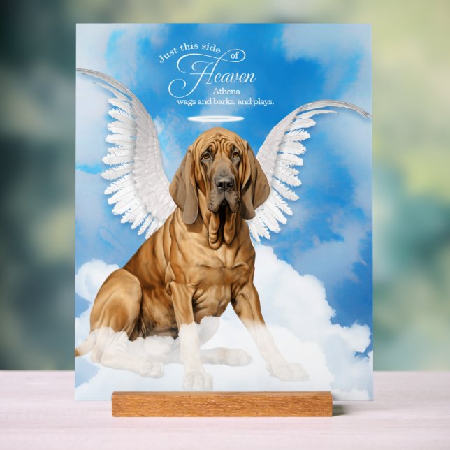Bloodhound Dog Engel mit Name Pet Memorial Acrylschild (Neutral)