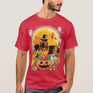 Bloodhound Dog Mummy Hexch Moon Ghosts Happy Hallo T-Shirt