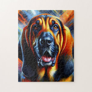 Bloodhound Dog Portrait Akryllische Kunst Print Do Puzzle