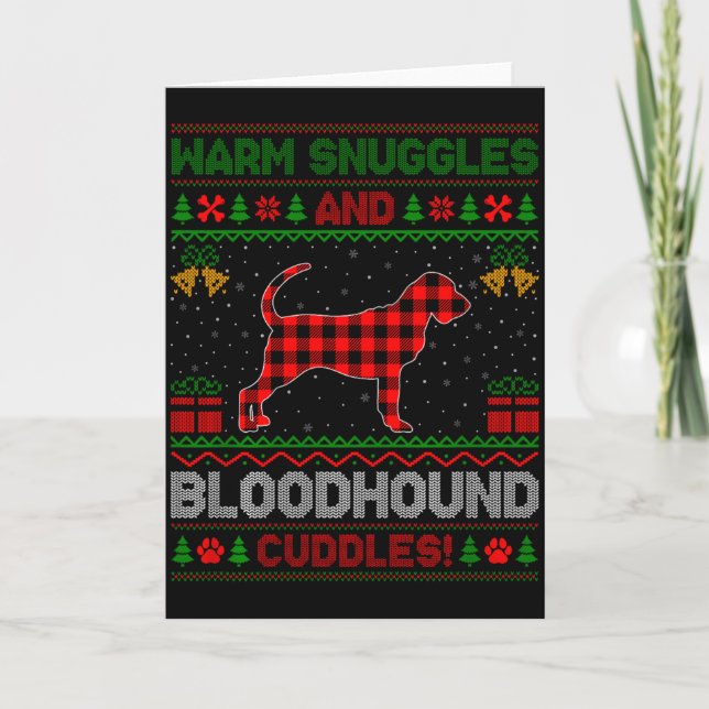 Bloodhound Dog Ugly Christmas Sweater Funny Dog Lo Karte (Vorderseite)