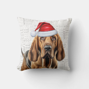 Bloodhound Dog Watercolor Weihnachten Kissen