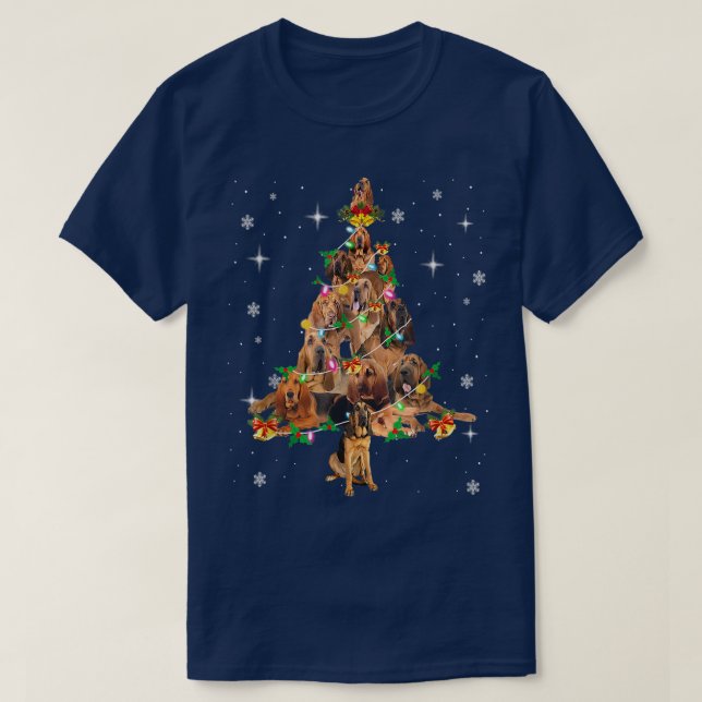 Bloodhound Dog Xmas Tree Lighting Bloodhound Chris T-Shirt (Design vorne)