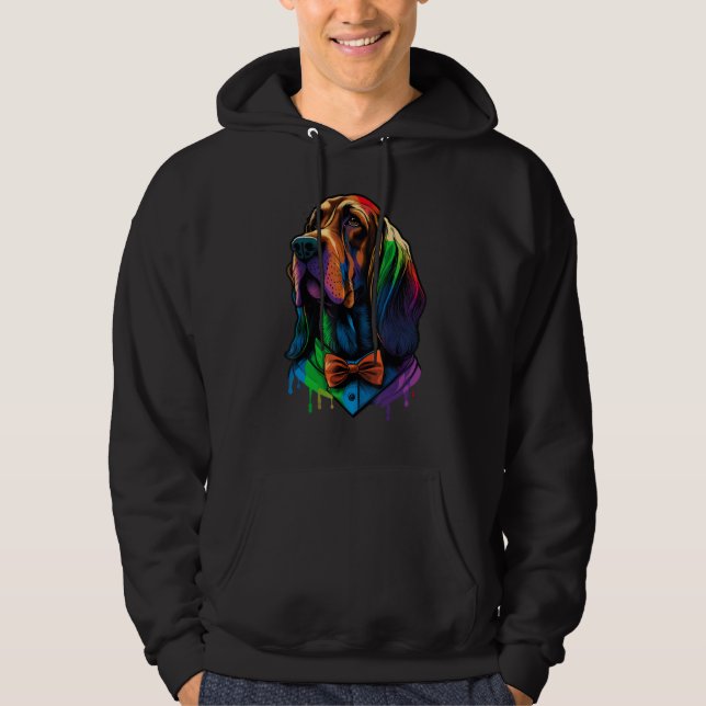 Bloodhound Gay Pride Dog LGBT Rainbow Flag Bloodho Hoodie (Vorderseite)
