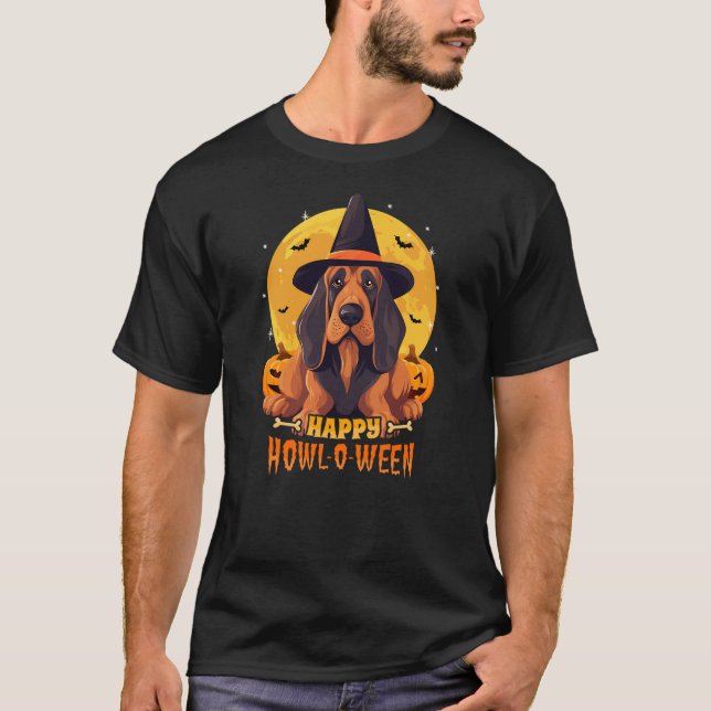 Bloodhound Halloween Dog Howl O Ween Funny Pet T-Shirt (Vorderseite)