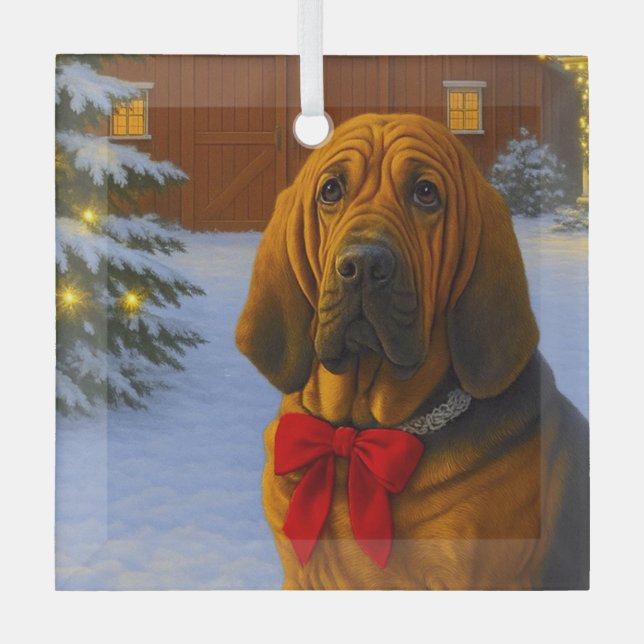 Bloodhound Holiday  Ornament Aus Glas (Vorderseite)