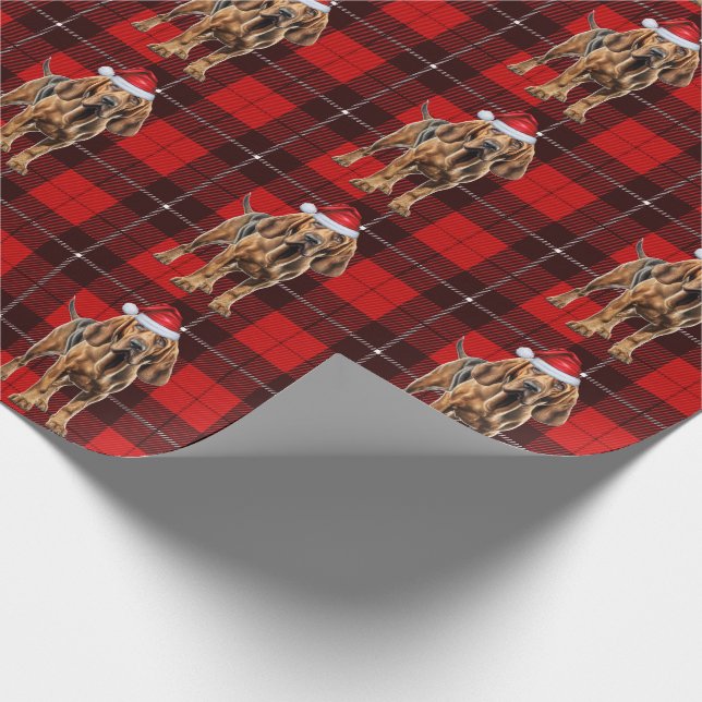 Bloodhound Holiday Red Kariert Weihnachten Geschenkpapier (Ecke)