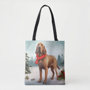 Bloodhound Hund im Schnee Weihnachten