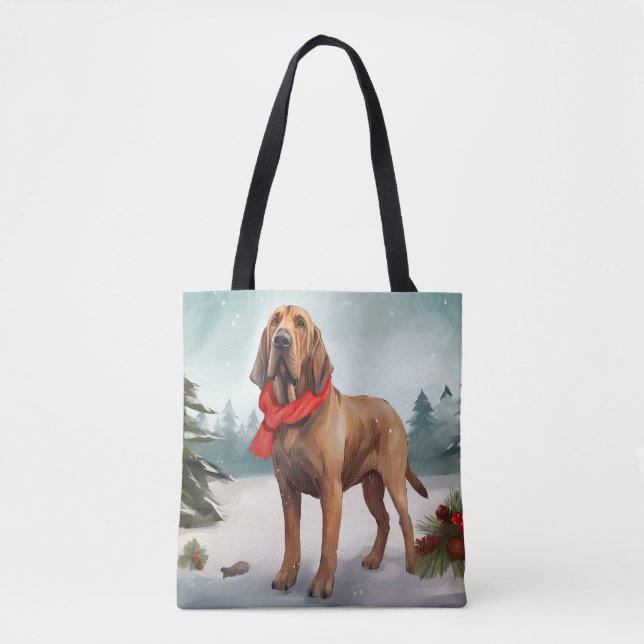 Bloodhound Hund im Schnee Weihnachten (Vorderseite)