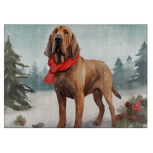 Bloodhound Hund im Schnee Weihnachten Schneidebrett