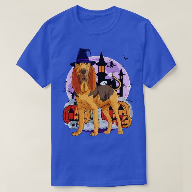 Bloodhound Hund Niedlich Hexenkürbis Kürbis T-Shirt (Design vorne)